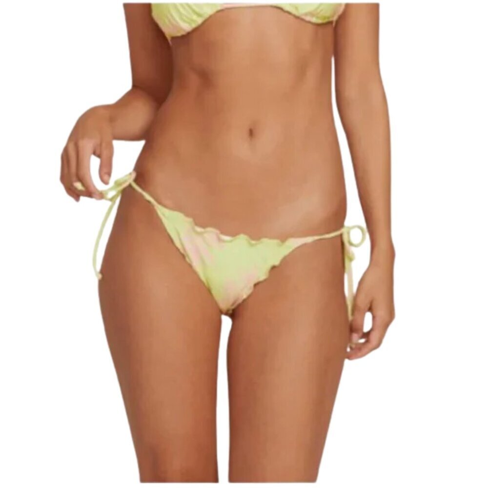NEW Volcom "Take A Neon" Ruffle Edge Side Tie Bikini Bottom